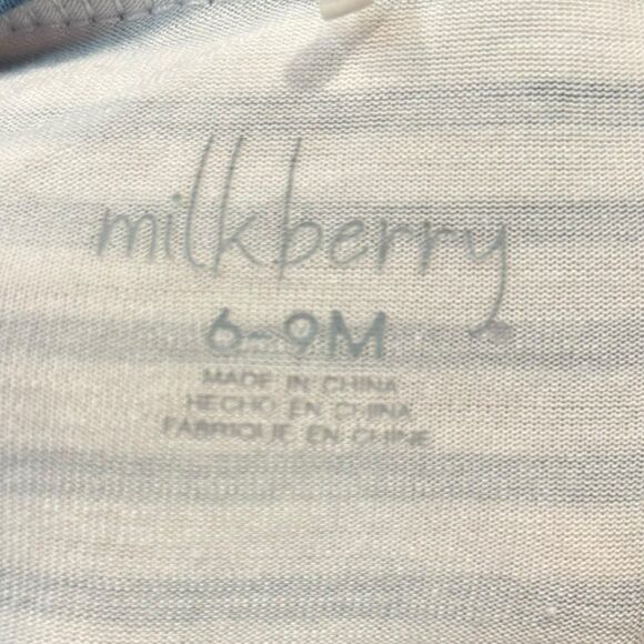 Milkberry Baby Sleeper 6–9M Blue White Stripe Bamboo Zip Footed Pajamas - Picture 2 of 4